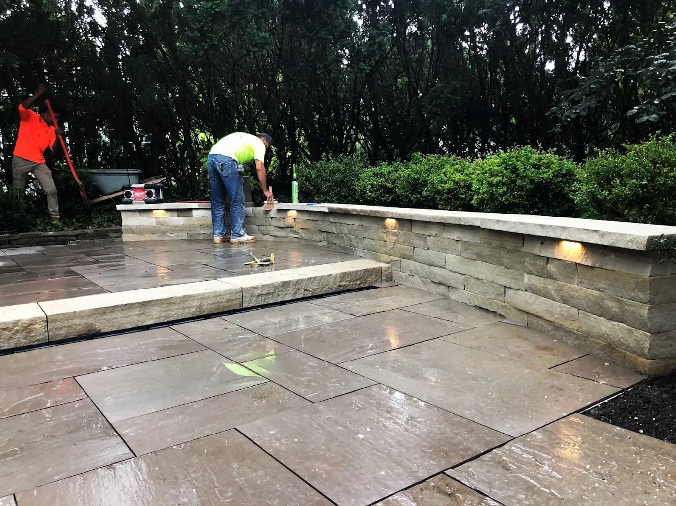 Completed stone patio installation in Cleveland — Samson Landscape + Design